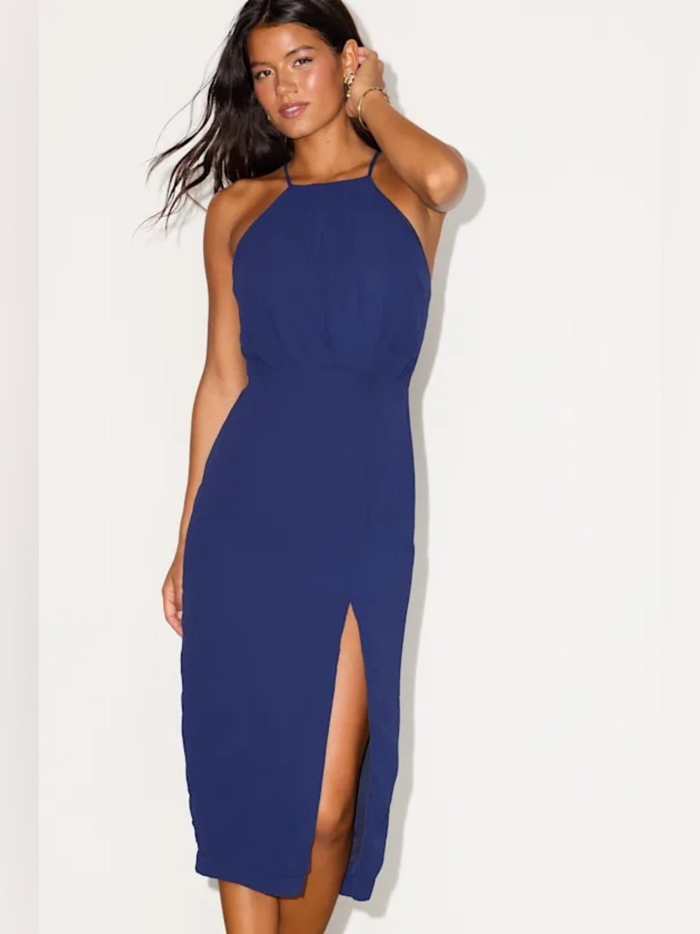 Lulus | Dreamy Date Night Navy Blue Sleeveless Midi Dress (NWT) - Picture 5 of 10